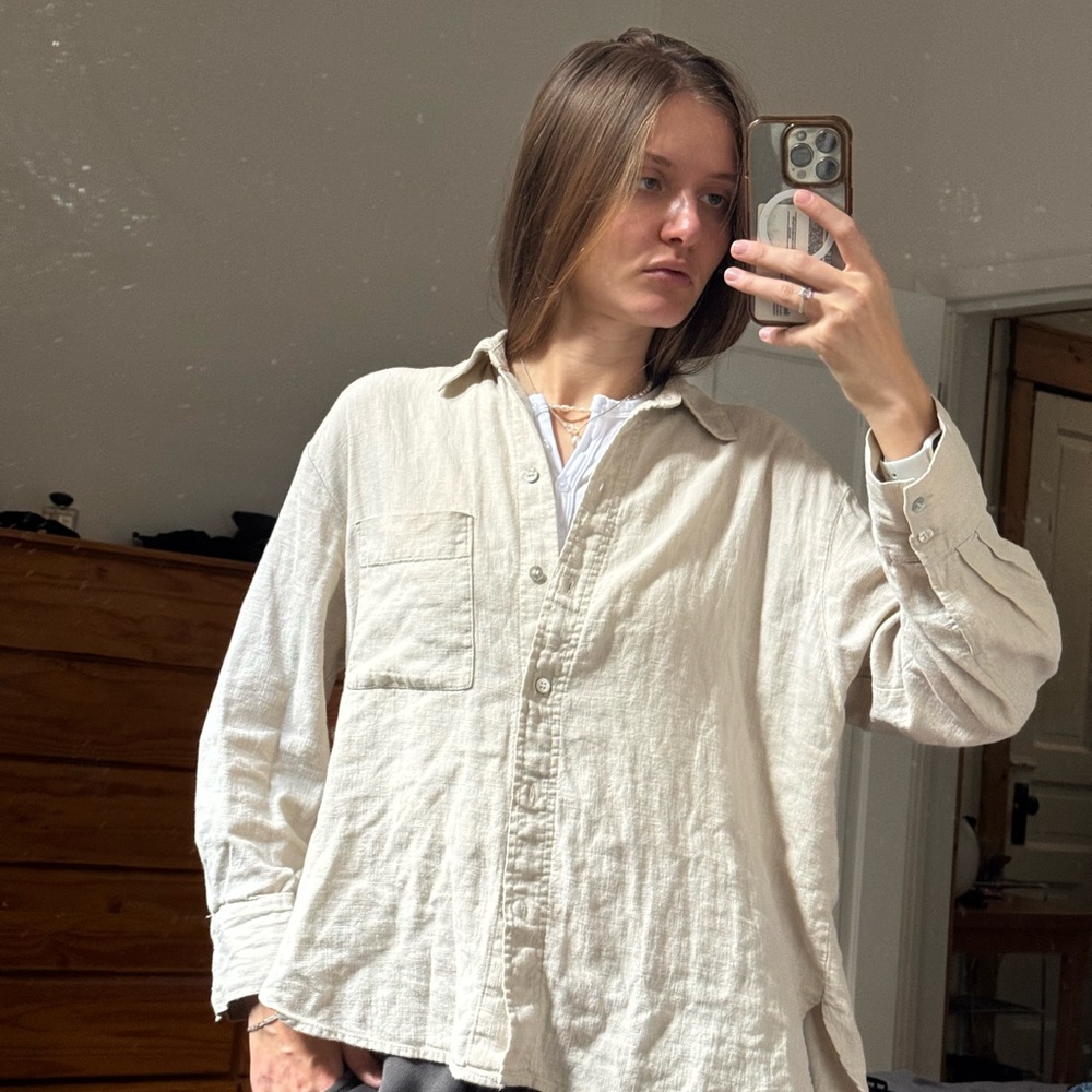 Zara Beige Button-Up Shirt